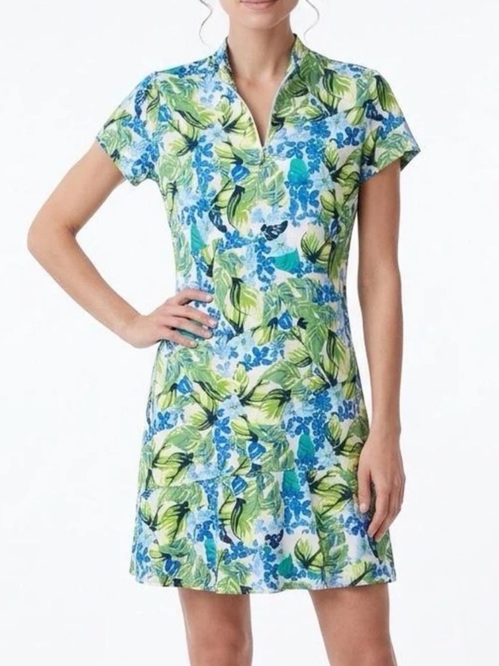 Tail Activewear Golf Dress Stretch Short Sleeve Floral Multicolor Size S small